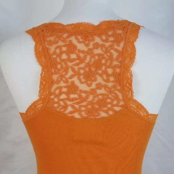 Abercrombie XS Orange Ribbed Tank Mesh Racerback - Picture 5 of 7